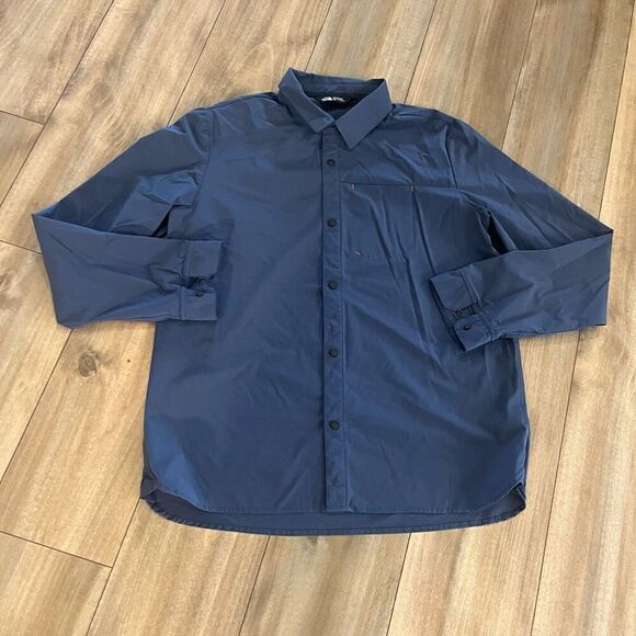 North Face Blue‎ Casual Buttondown Shirt Men Large Bin C-28 - Picture 1 of 7